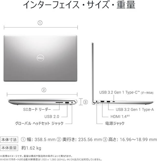 Dell 15 ノートパソコン DC15255画像